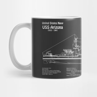 USS Arizona Battleship bb-39. World War II. Sunk on Pearl Harbor - PD Mug